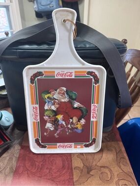 Coca Cola White, Red & Green Santa Holiday Serving Paddle